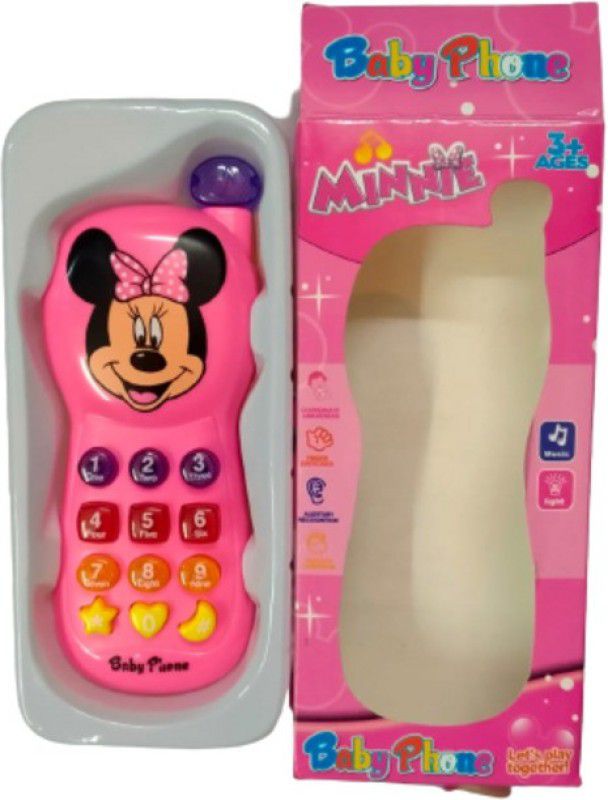 MindsArt Cartoon Minnie Mouse Musical Toy Phone For Boys And Girls With Sound And Minnie Mouse