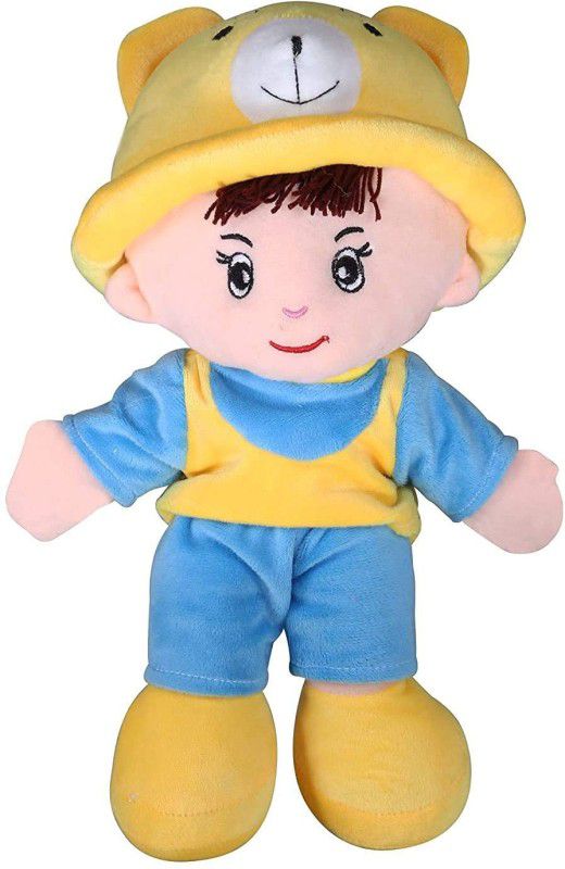 True Basket Super Soft Cute Looking Smiling Addie Boy Soft Toy / Stuffed Soft Plush Toy 35 cm Assorted Colors - Helps to Learn Role Play - 100% Safe for Kids (35 cm, Addie Boy) - 35 cm (Multicolor) - 35 cm  (Multicolor)