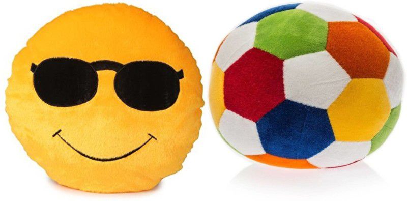 Agnolia stuffed Smiley cushion 35cm-Cool Dude with Colorful Ball - 10 inch  (Multicolor)