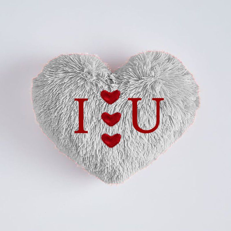 PICKKART Heart Shaped Love Throw Pillow - 30 cm  (White)
