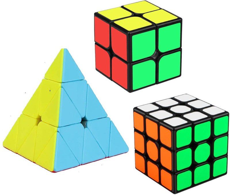 Authfort Speed Cube Set, 2x2x2 3x3x3 Pyramid Speed Cubes Bundle - Qiyi Qidi 2x2 Qihang 3x3 Qiming Pyramid Cube Puzzle Toys  (3 Pieces)