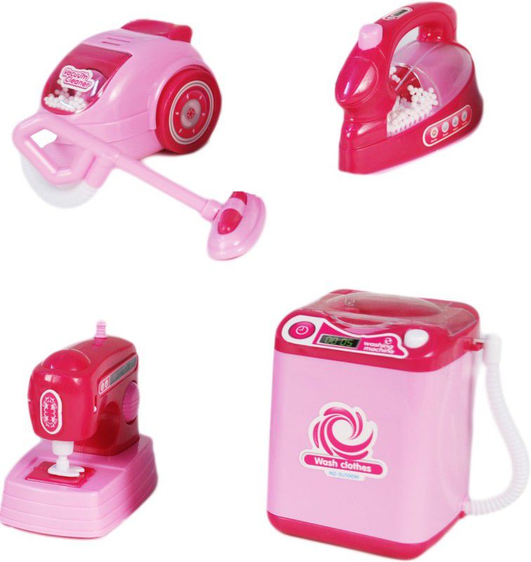 Miss & Chief Play set - Washing Machine, Iron box, Sewing Machine & Vacuum Cleaner