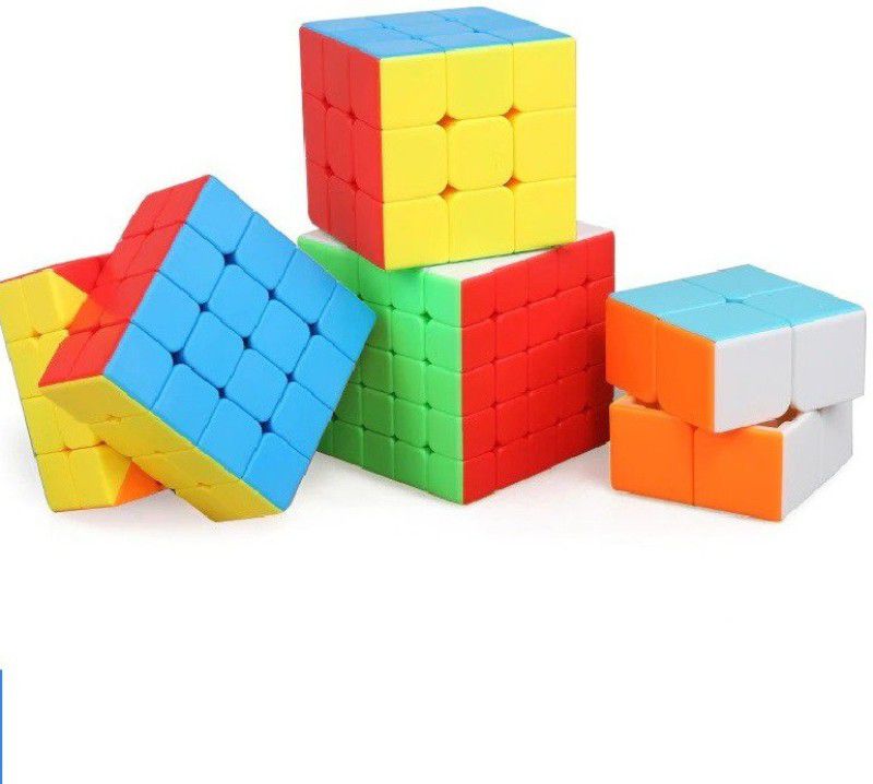 Authfort Speed Cube Pack 4 Cubes 2x2 3x3x3 4x4 5x5 Stickerless Magic Cube Set Educational Toys for Children  (4 Pieces)