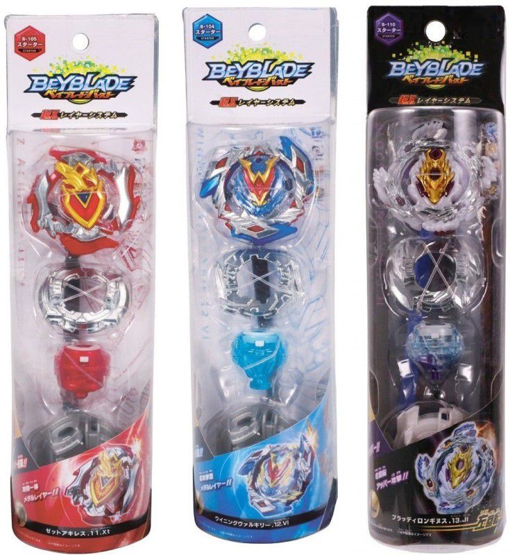 Authfort Beyblade , Emperor Forneus.0Yr and Zet Achilles 11xt and Winning Valkyrie Spinning Top-Pack of 3 (Multicolor)  (Multicolor)