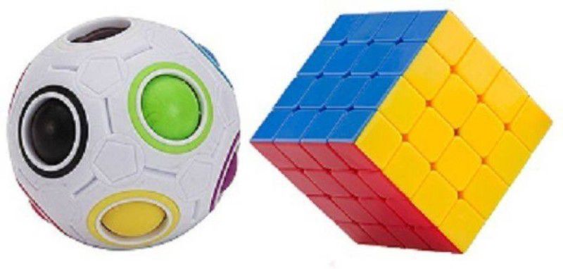 WHITE POPCORN 4x4x4x4 Cube Puzzle & Round Goti Cube  (2 Pieces)