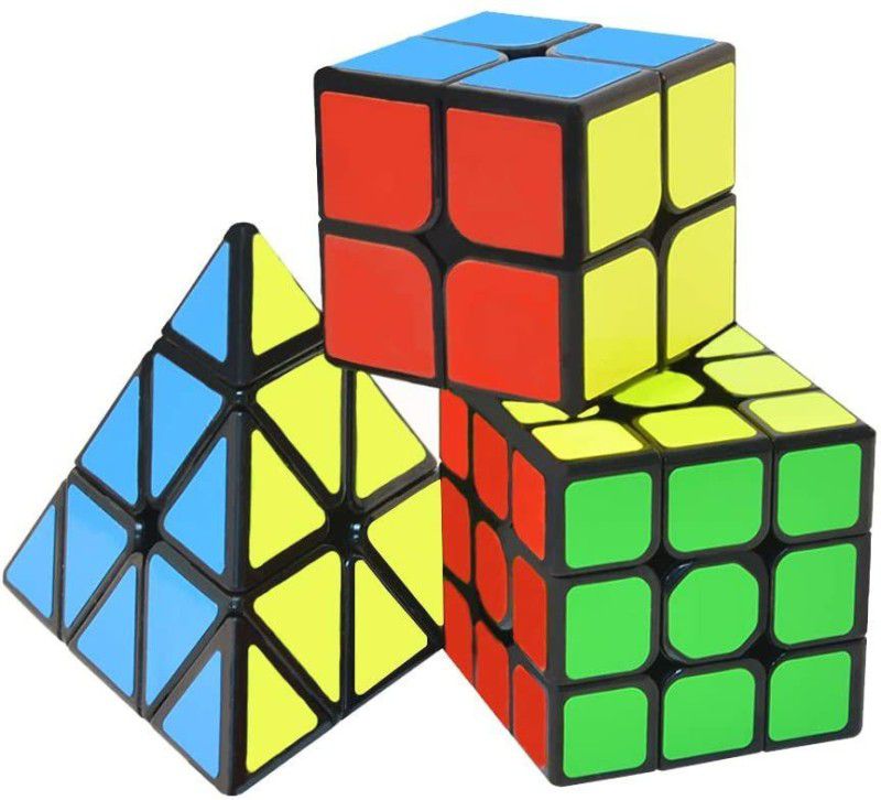 Authfort Speed Cube Set,Puzzle Cube, 3 Pack Magic Cubes Pyraminx + 2x2x2 + 3x3x3 Puzzle Cube Toy Gift for Kids & Adults  (3 Pieces)