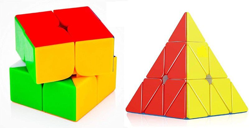 Authfort Cube Combo Set of and Pyraminx Pyramid Triangle High Speed Stickerless Magic Puzzle Cube  (2 Pieces)