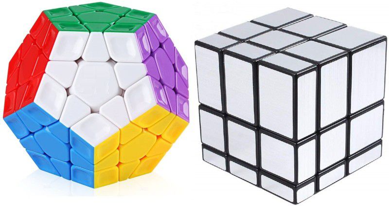 Authfort Cube Combo of Stickered Silver Mirror & 3 x 3 Pentagon High Speed Stickerless Magic Puzzle Cube combo ( pack of 2 puzzle )  (2 Pieces)