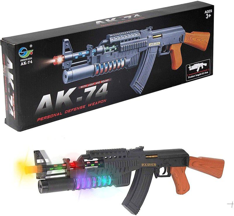 M S. tOYS Light and Sound Musical P Gun Toy with Vibration and Laser AK74 Toy Gun for Boys  (Multicolor)