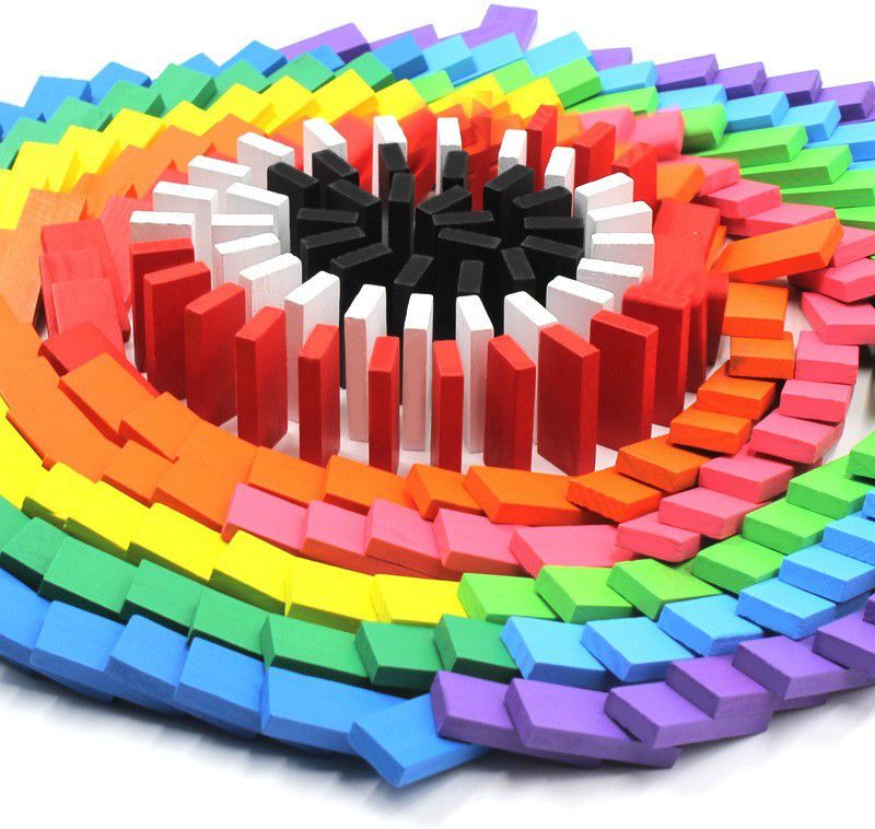 AEXONIZ TOYS {200 Piece} 12 Color Wooden Domino Building Blocks Educational Toys For Kids 4+  (200 Pieces)