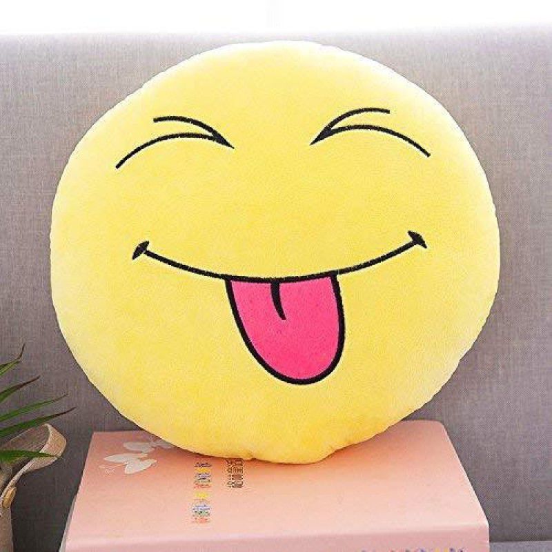 PRACHI TOYS Smiley Thick Plush Pillow Round Cushion Pillow Stuffed /Gift for Kids/for Birthday Gift - 30 cm  (Yellow)