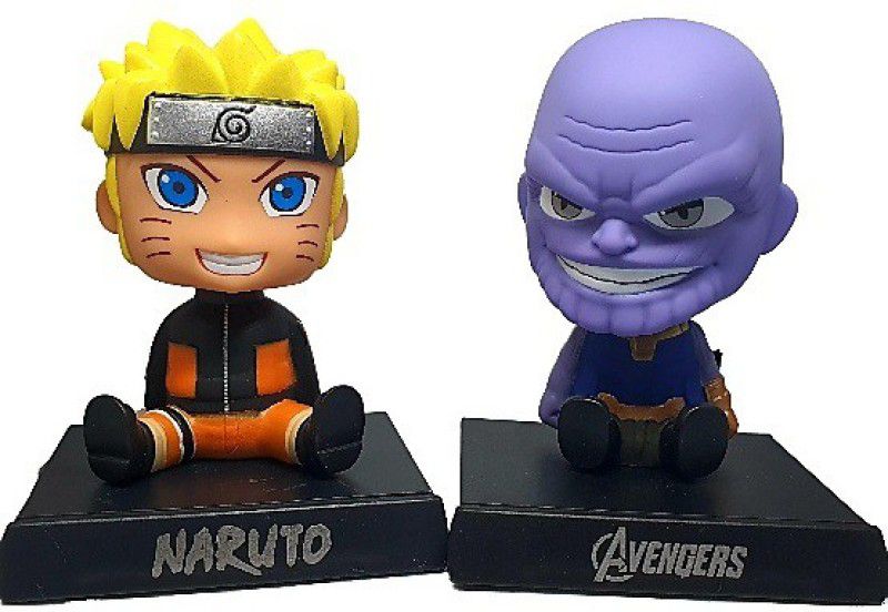 Daiyamondo Japanese Character Naruto With Avenger Villains Thanos Big Size Bobble Head - Action Figure Moving Head Bobblehead Spring Dancing PVC Bobble Spring Dancing Doll Toy Car Dashboard Bounce Toys for Car Interior Dashboard  (Multicolor)