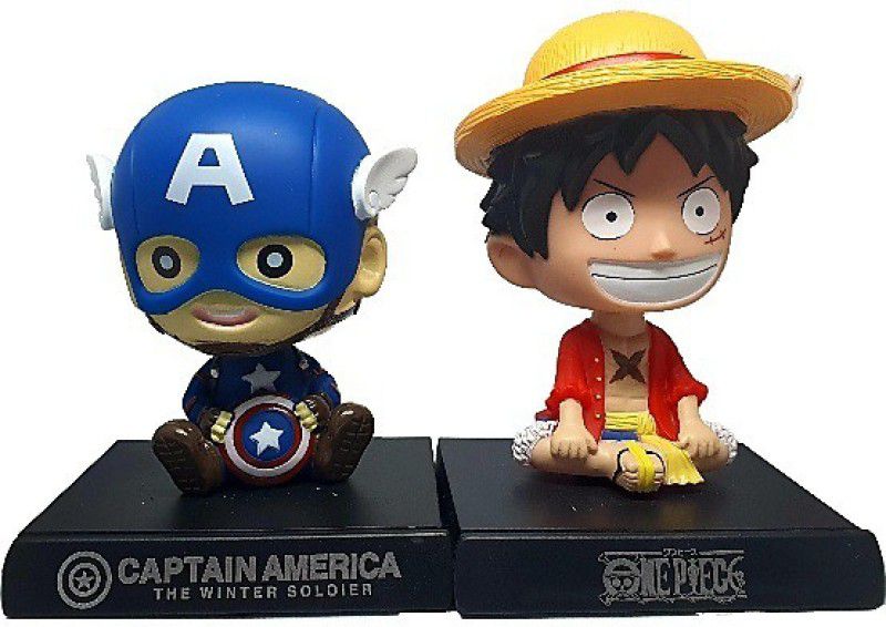 Daiyamondo Baby Captain America With Despicable Minion Big Size Bobble Head - Action Figure Moving Head Bobblehead Spring Dancing PVC Bobble Spring Dancing Doll Toy Car Dashboard Bounce Toys for Car Interior Dashboard  (Multicolor)