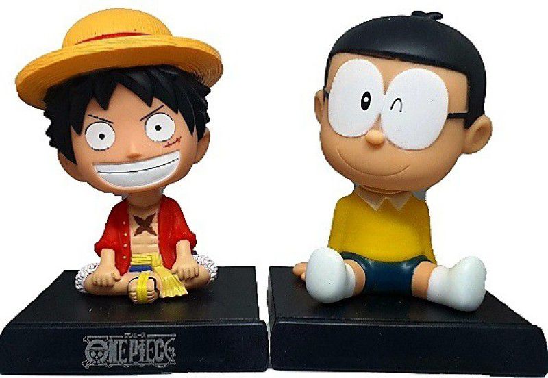 Daiyamondo One Piece With Japanese Cartoon Nobita Big Size Bobble Head - Action Figure Moving Head Bobblehead Spring Dancing PVC Bobble Spring Dancing Doll Toy Car Dashboard Bounce Toys for Car Interior Dashboard  (Multicolor)