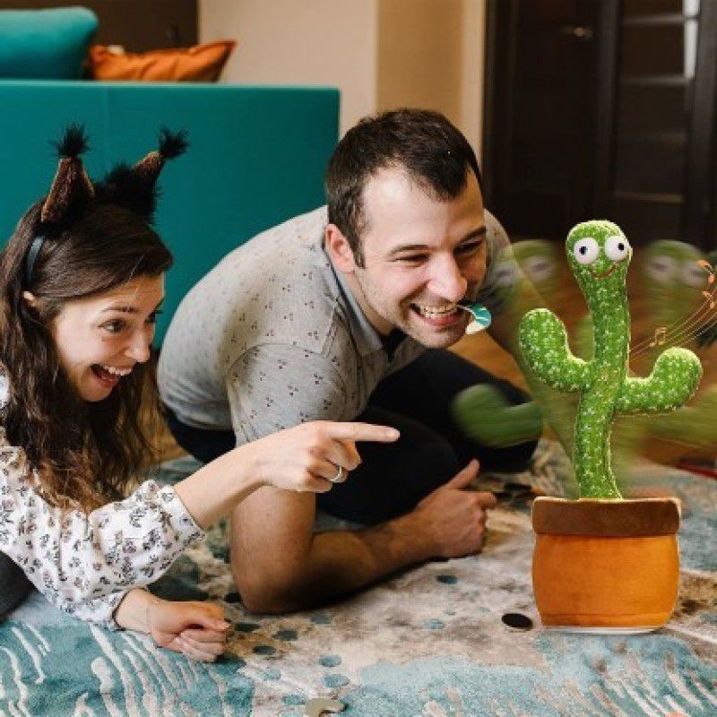 FASTFRIEND Dancing Cactus Plush Toys SingDance and Record Electronic Toy for Holiday Birth  (Green)