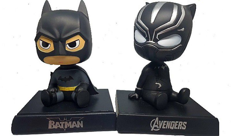 Daiyamondo Black Bat With Avenger Black Panther Big Size Bobble Head - Action Figure Moving Head Bobblehead Spring Dancing PVC Bobble Spring Dancing Doll Toy Car Dashboard Bounce Toys for Car Interior Dashboard  (Multicolor)