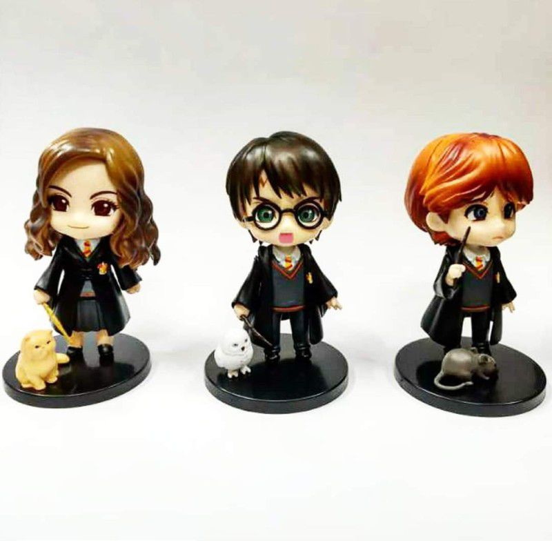 Daiyamondo Harry Potter set of 3 all character Hermoine Ron Whesley In standing Position Height is 10 cm Perfect for Office table Decorative pieace  (Multicolor)