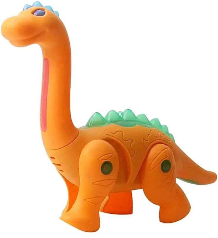 IndusBay Light and Sound Musical Roar Walking Dinosaur Toy Gift for Kids , Boys Girls  (Orange, Pack of: 1)