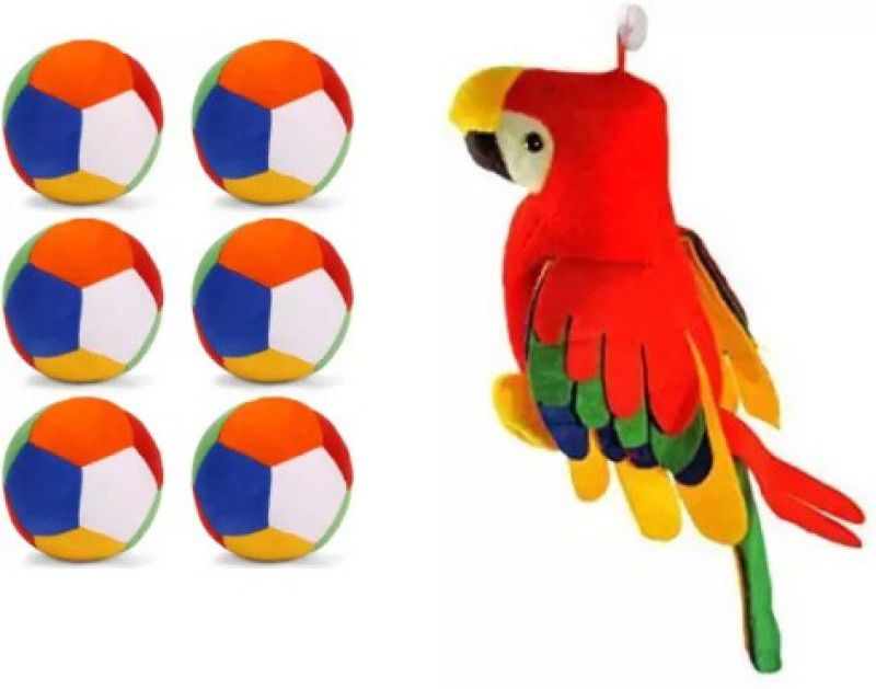 Nihan Enterprises 6pc soft toys and Parrot - 30 cm  (Multicolor)