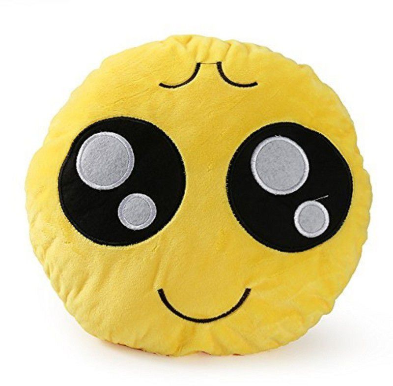 PRACHI TOYS Smiley Thick Plush Pillow Round Cushion Pillow Stuffed /Gift for Kids - 30 cm  (Yellow)