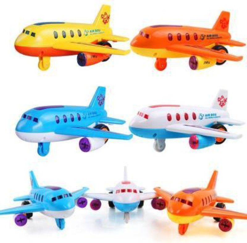 JVTS Interesting Cute Small Cartoon Music Inertia Simulation Aircraft Model with Led Flashing Plane Toy Baby Favorite Birthday Gifts  (Multicolor)