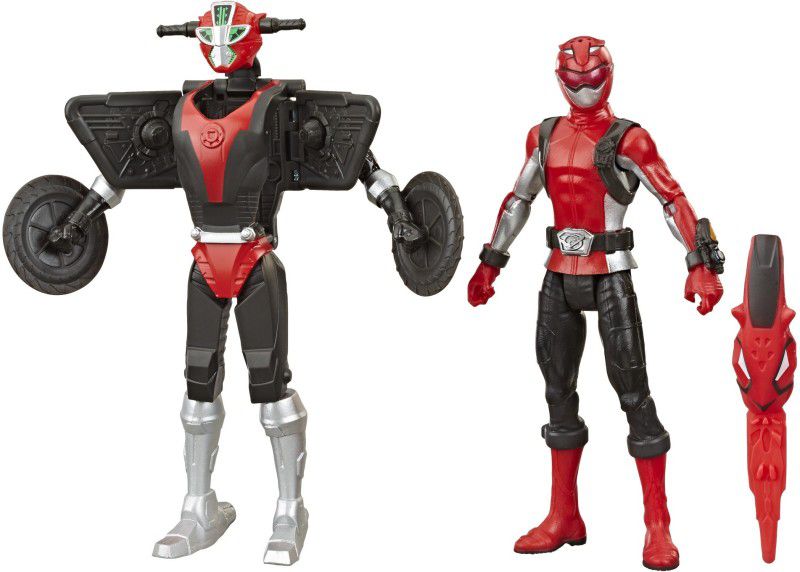 Power Rangers Beast Morphers Red Ranger and Morphin Cruise Beast Bot 6-Inch 2-Pack Toys Inspired by the TV Show  (Multicolor)
