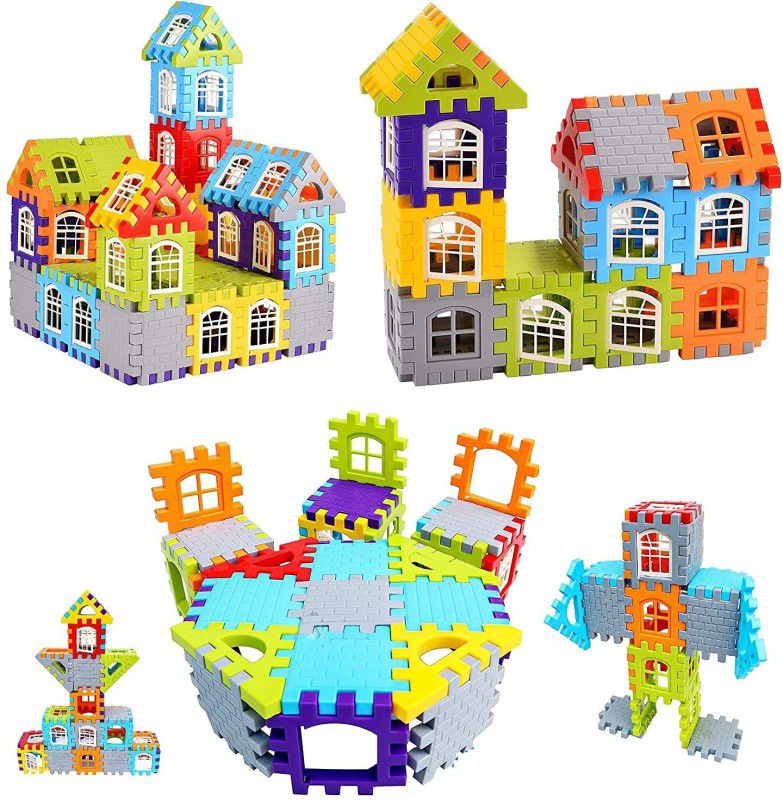 Pulsbery 72+ pcs House Building Blocks Windows Set Puzzles Activity Game Toy for Kids  (72 Pieces)