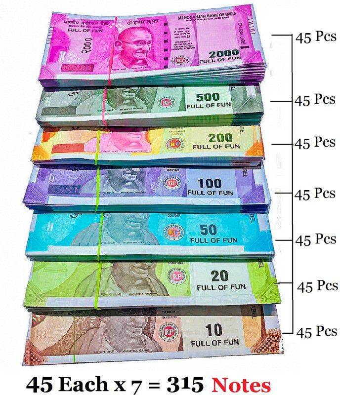 CNA 45A Dummy Currency 315 Note for Kids 45 Units Each Denomination All New Fake Note Gag Toy
