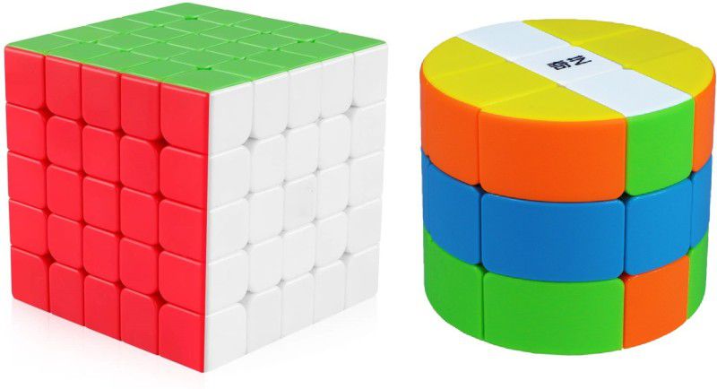Authfort Z cube Cloud Series 3x3x3 Cylinder Cube & 5 X 5 High Speed Stickerless Cube Combo pack of 2  (2 Pieces)