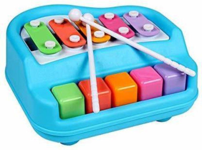 JVTS 2 in 1 Piano Xylophone with 5 Keys  (Multicolor)
