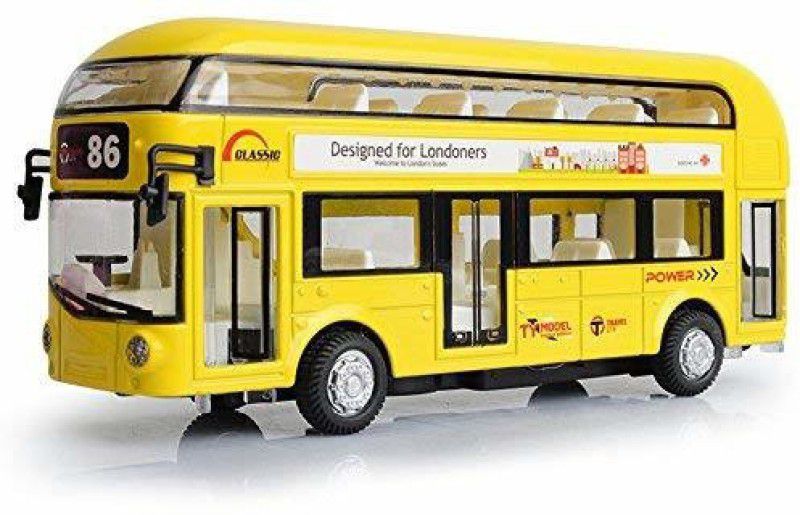 JVTS Luxury Bus Toy – Die-Cast Metal Bus Toy for Kids with Light, Sound, Pull Back Toy  (Yellow, Black)