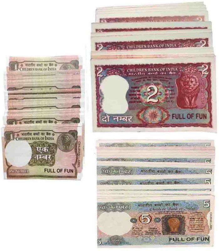 VK MART 1Rs, 2 Rs, 5Rs / (Pack of 300pcs) Fake Notes Gag Toy