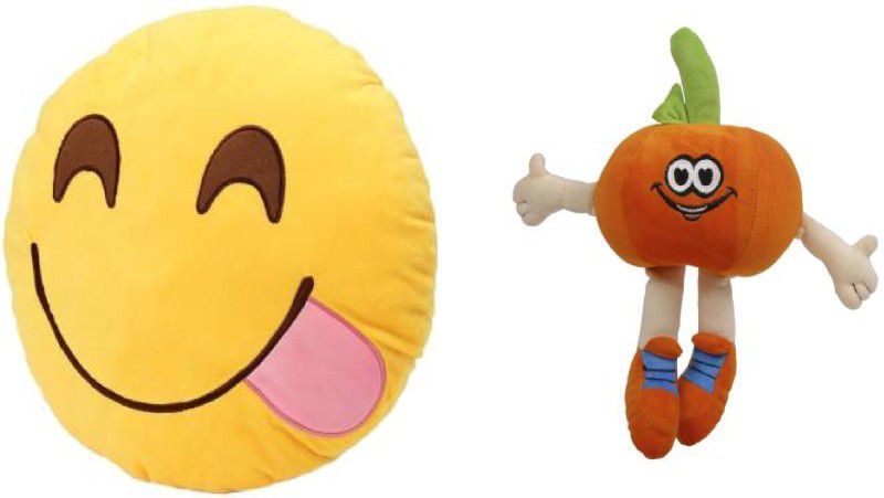 tgr special smiley pillow& orange fruits for kids - 32 cm  (Multicolor)