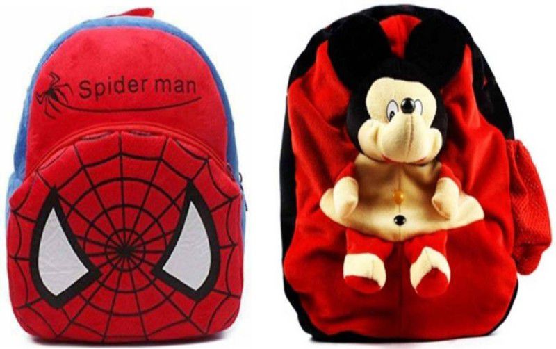 tgr soft school kids bags combo ( spider man& mickey mouse) - 45 cm  (Multicolor)