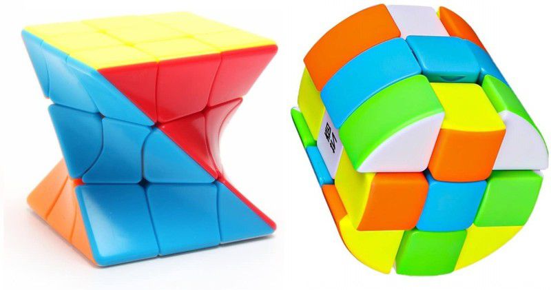 Authfort 3x3 Cylinder Speed Cube & Twist 3x3 stickerelss Speed Cube Combo pack of 2  (2 Pieces)