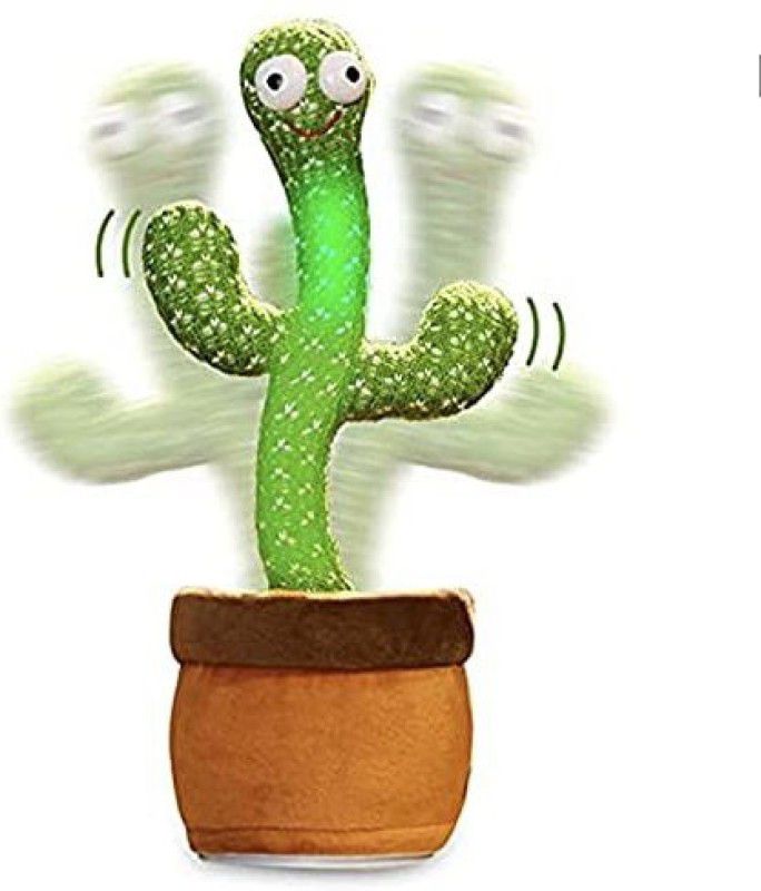 JVTS Dancing Cactus Rechargeable Cactus Plush Toys | Recording, Lighting & Singing Cactus and Repeat Your Words Funny Early Childhood Toys for Kids  (Green)