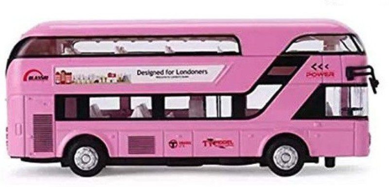 JVTS die cast Metal Double Decker London Bus for Kids Push and Pull Back Play Toy with Lights and Music for Kids (Pink, Pack of: 1)  (Black, Pink)