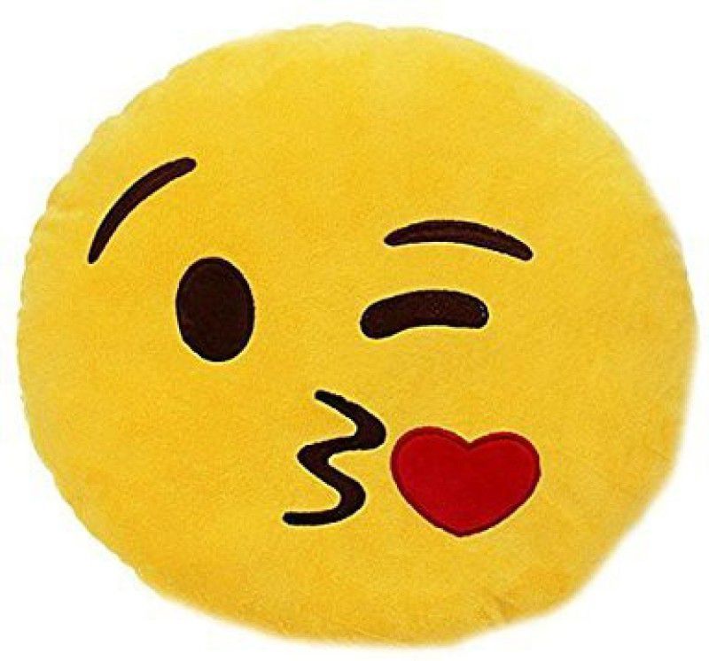 PRACHI TOYS Cushion Pillow Stuffed /Gift for Kids/for Birthday Gift -30CM , Yellow (Kissable Smiley) - 30 cm  (Yellow)