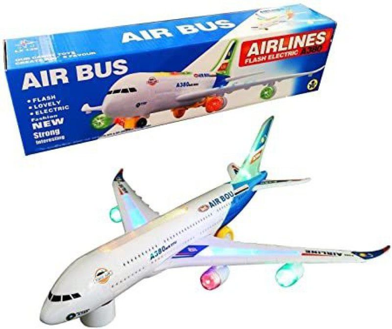 TAZURBA Aeroplane Automatic Moving System More Interesting with LED light for kids.  (Multicolor)