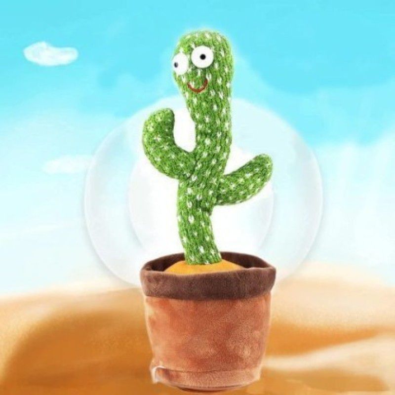 FASTFRIEND Best Dancing Cactus Plush Toy USB ChargingSing SongsRecordingRepeats (Multicol  (Green)