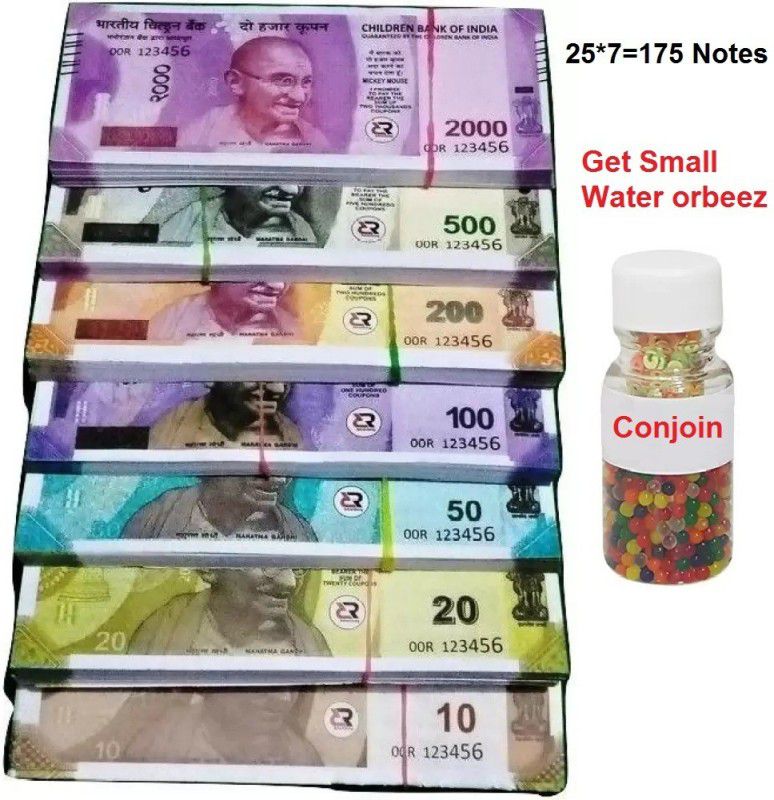 Conjoin 175 Indian Churan Fake Dummy Currency Prank Toys , Get water orbeez bottle Prank Gag Toy