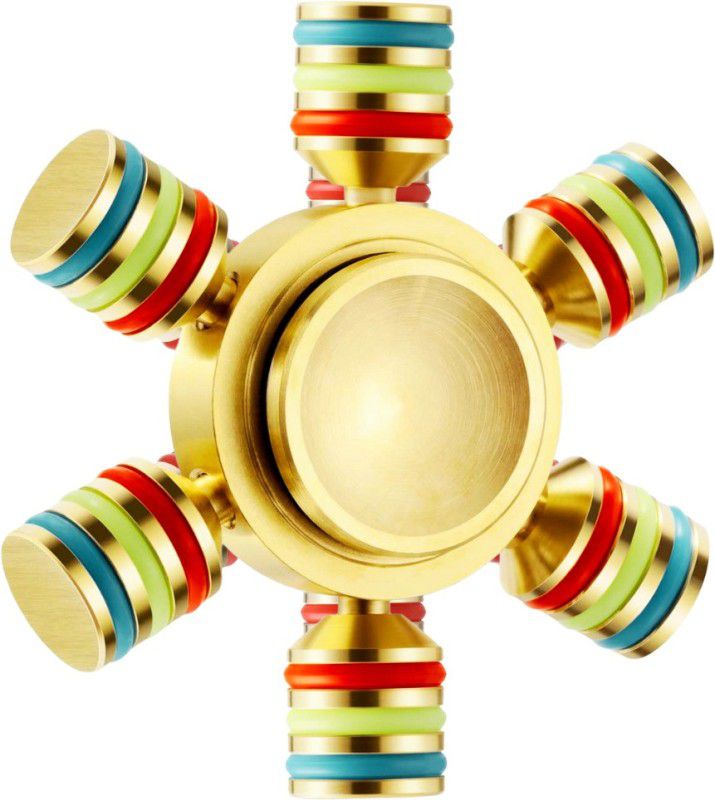 KARBD 6 Wings Customizable Removable Arms Fidget Spinner Ultra Speed Hand Spinner  (Gold, Multicolor)
