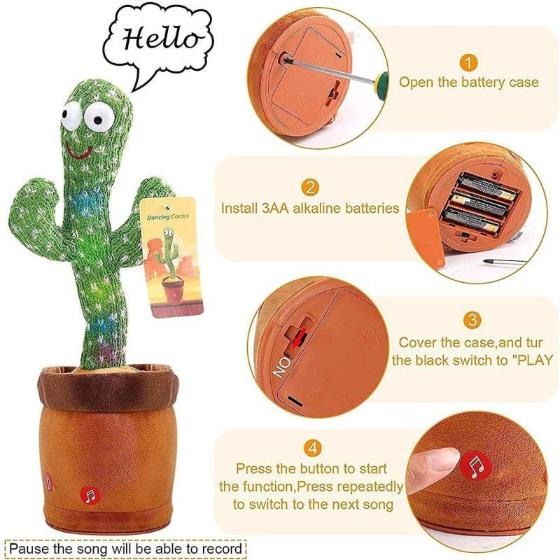 Geutejj Children Dancing Cactus Toy Songs LED Light Plant Toy Talking Toy  (Green)