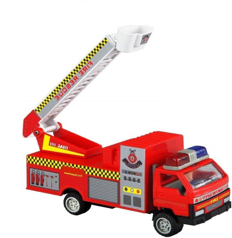 Cabin Hut FIRE Brigade Rescue Pull Back Transport Truck of Heavy Plastic Quality for Kids  (Red, Pack of: 1)