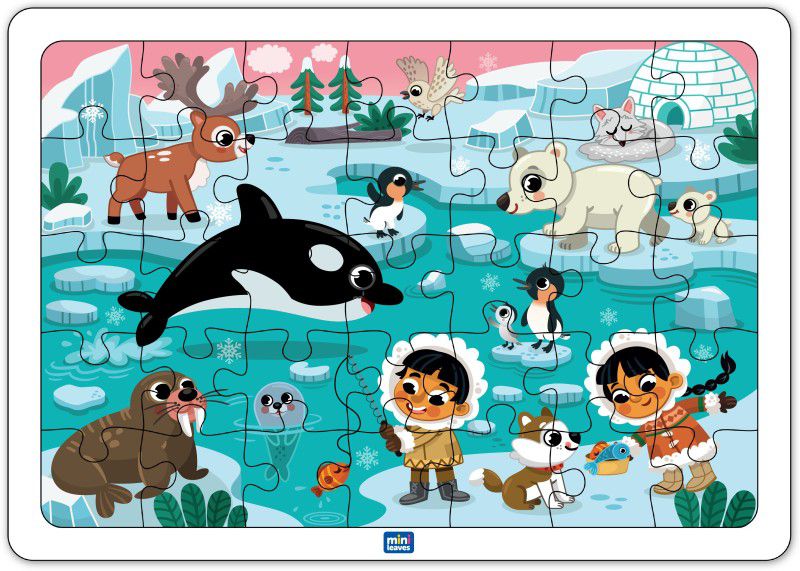 Minileaves Polar Adventure Wooden Jigsaw Puzzles 3+ Age 35 Pic with Wooden Tray  (35 Pieces)