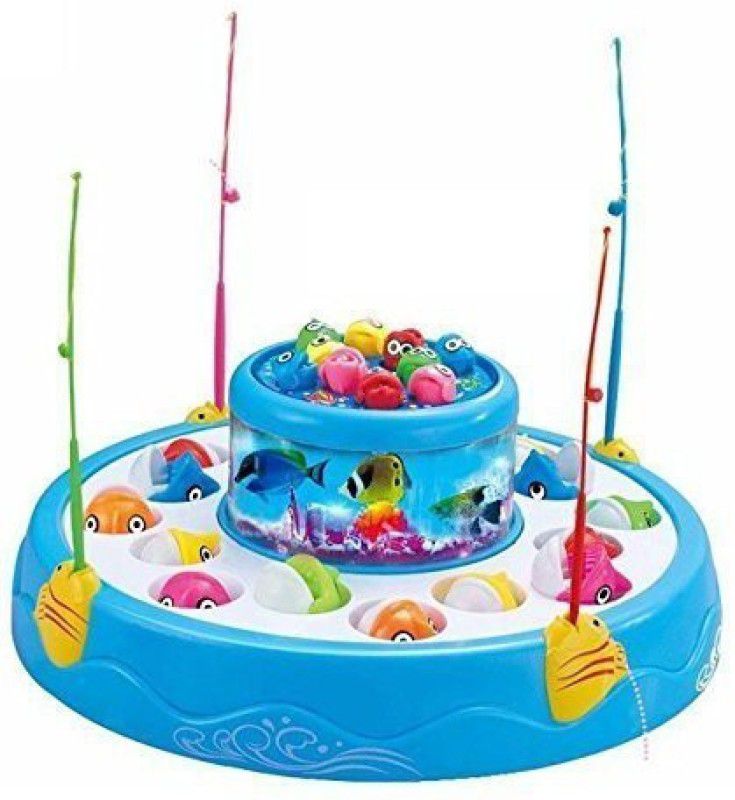 TAZURBA Fishing Magnetic Fish Catching Game With Musical Lights (Multicolor)  (Multicolor)