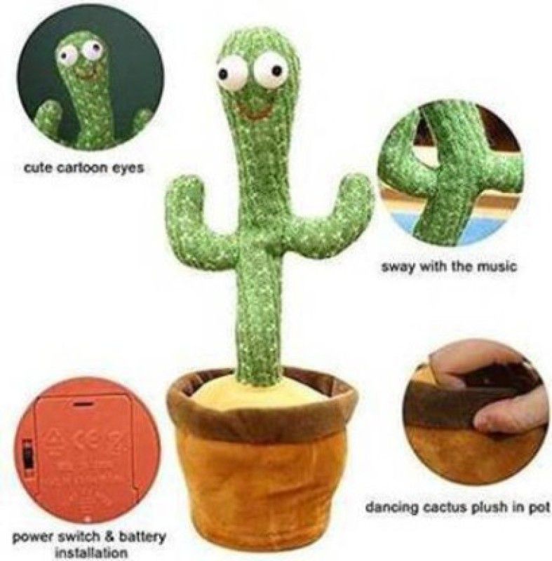 FASTFRIEND Kids Dancing Cactus Repeat Talking Dancing Cactus Toy Repeat+Recording+Dance+Si  (Green)