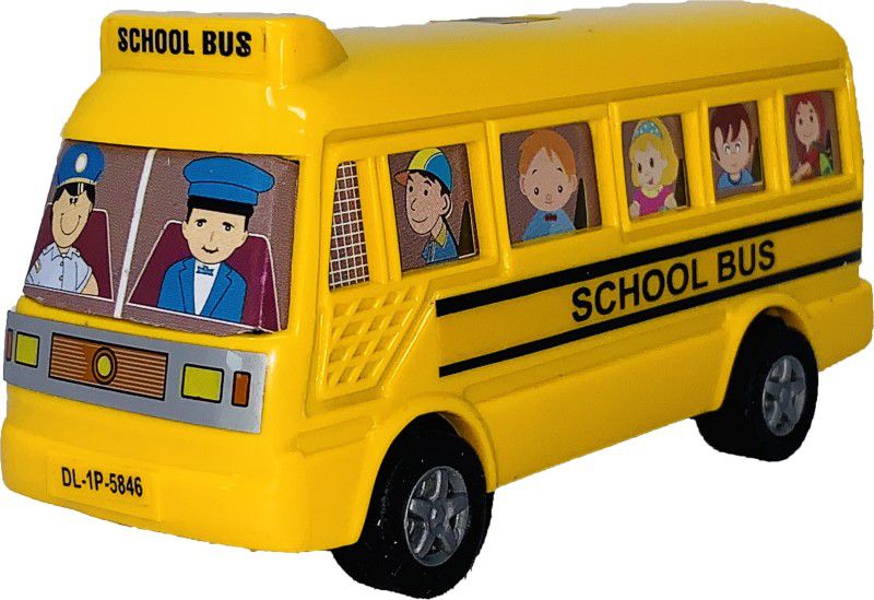 Toyify Pull Back & Go Pastic made Small size Toy School Bus  (Yellow, Pack of: 1)