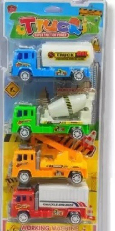DhyeyCollection 4 Pcs Super Friction Power Working Machine Truck Set For Kids  (Multicolor, Pack of: 4)