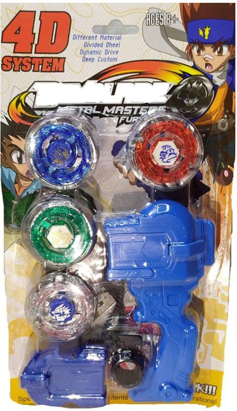 Cabin Hut 4D System Metal Galaxy Twin Twister Spinning Toy with Handle Launcher and 4 Blades | Spin Launch Spinning Battle top| Toy for Kids |  (Multicolor)